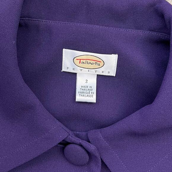 Talbots Petites Purple 5 Button 3/4 Sleeve Blazer Size 2P - Picture 3 of 8